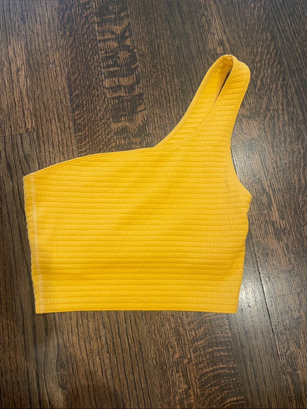 Carbon38 Yellow One-Shoulder Ribbed Crop